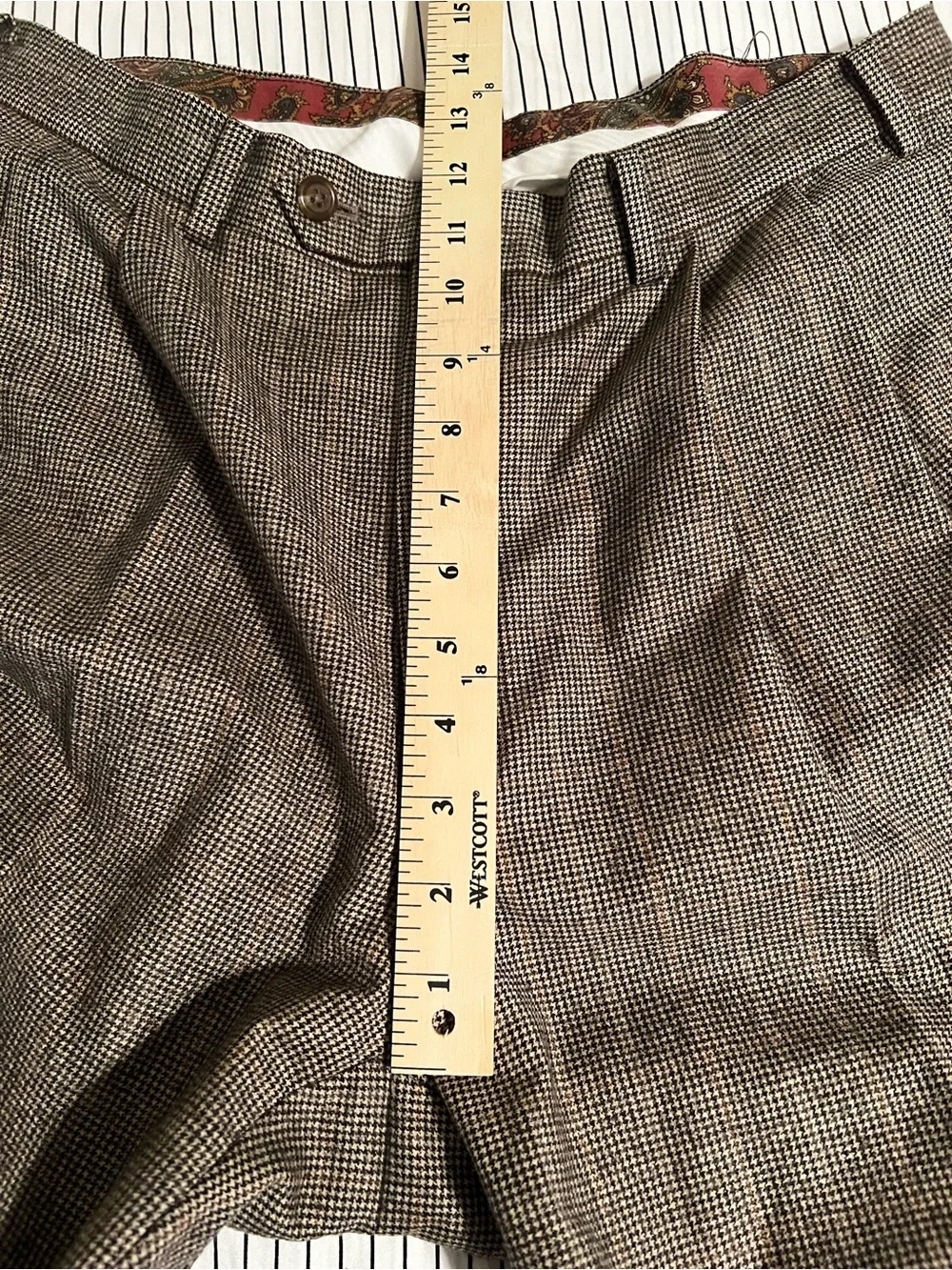Lauren Ralph Lauren 100% Wool Houndstooth Pleated Dress Pants 36x32